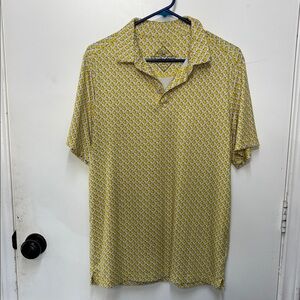 BURLEBO Yellow Patterned Short-Sleeve Polo Golf -